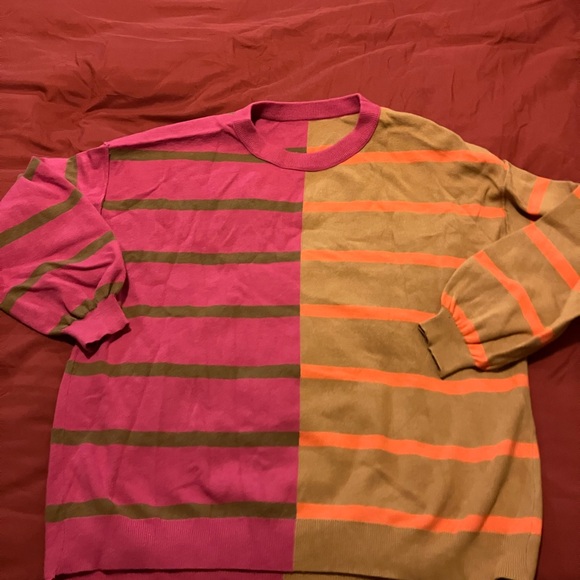 Amazon Women's Striped Crew Neck Sweater - Purple and Orange - Picture 2 of 2